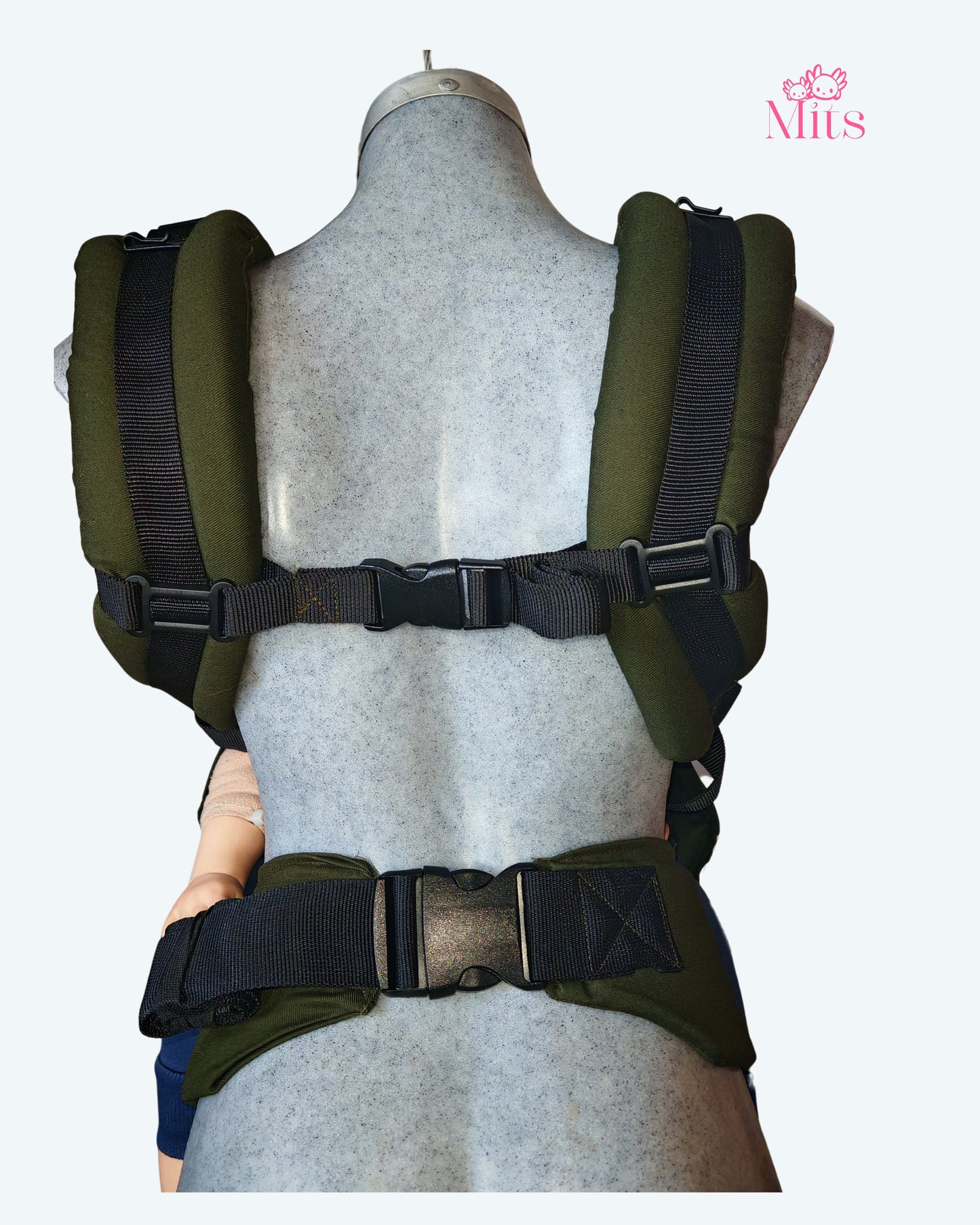 Mochila Ergonómica Mod. Algodón Liso Verde Militar