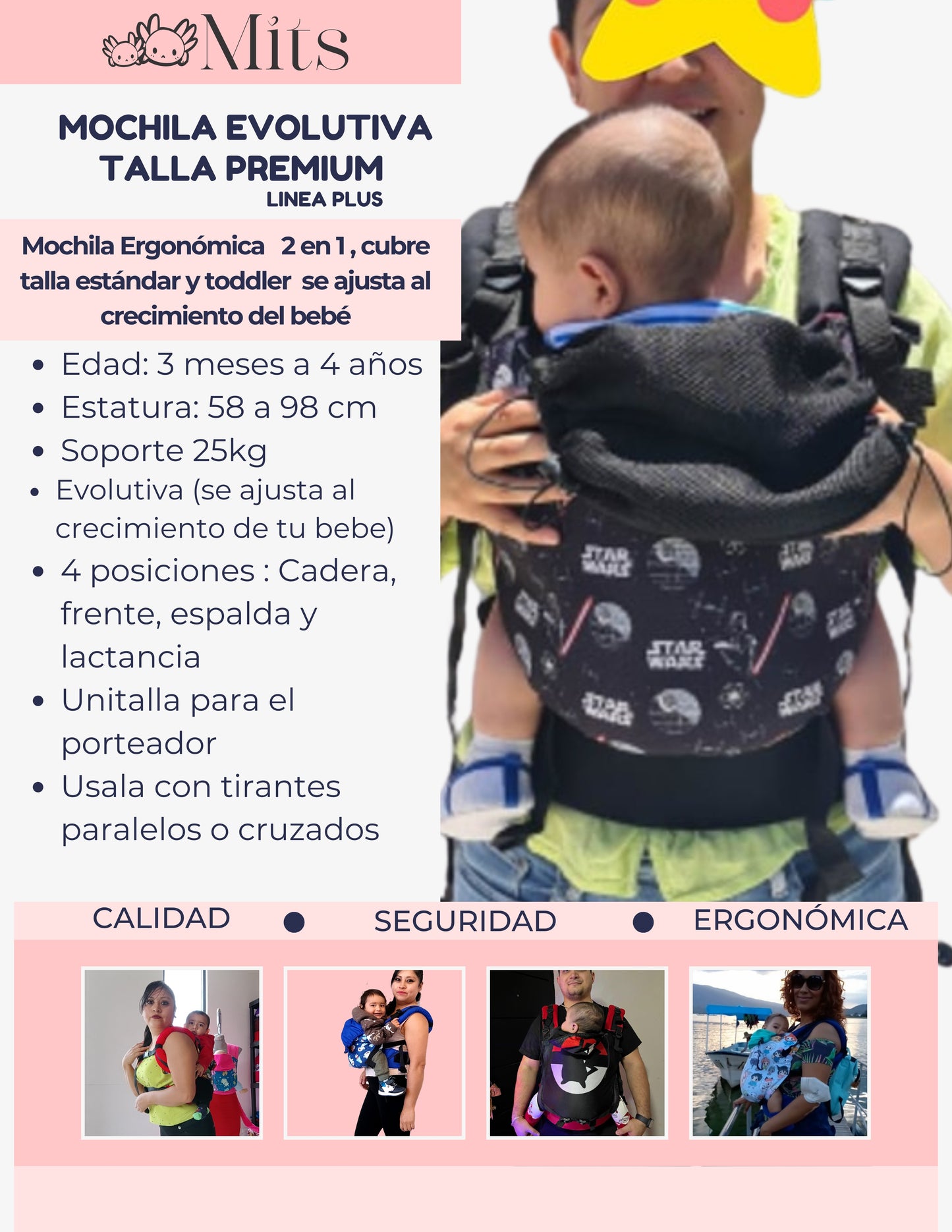 Mochila Ergonomica Talla Premium Mod. Malla ONDAS