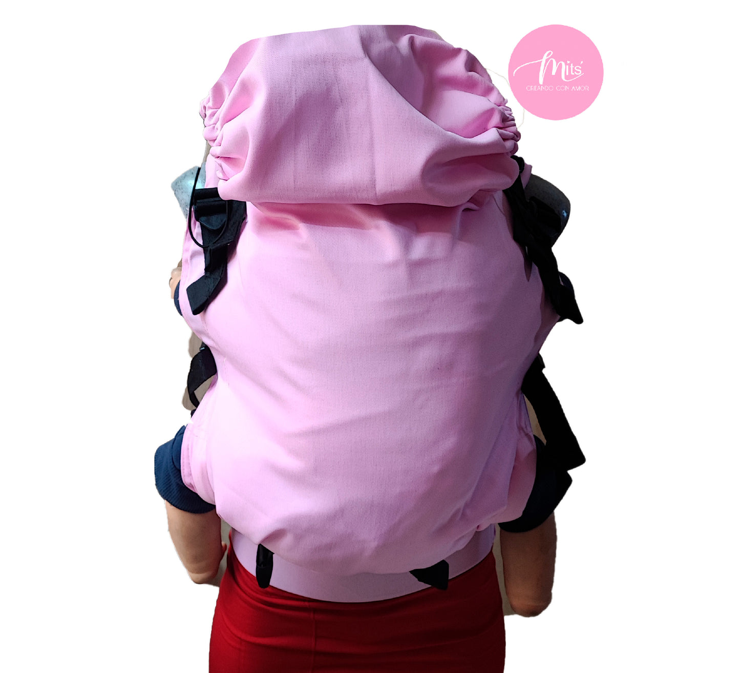 Mochila Ergonómica Mod. Algodón Liso Rosa Pastel