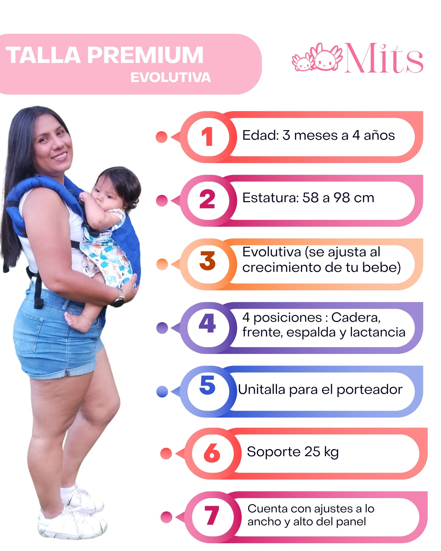 Mochila Ergonómica Talla Premium Mod. Algodón SIRENITAS