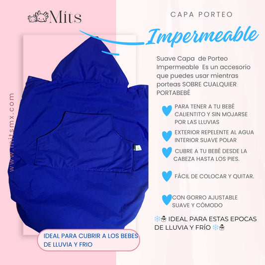 Capa   de Porteo Impermeable Azul Rey