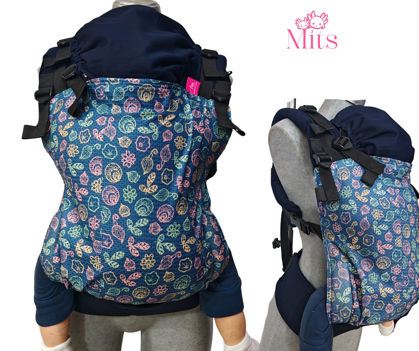 Mochila Ergonómica Talla  Baby Mod. Malla Conchas