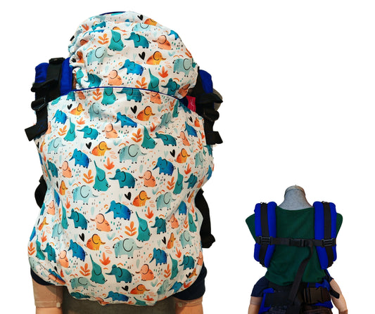 Mochila Ergonómica Talla PREMIUM PLUS Mod. Algodón ElefantesColores