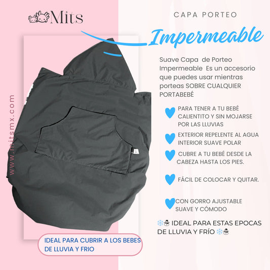 Capa   de Porteo Impermeable Gris
