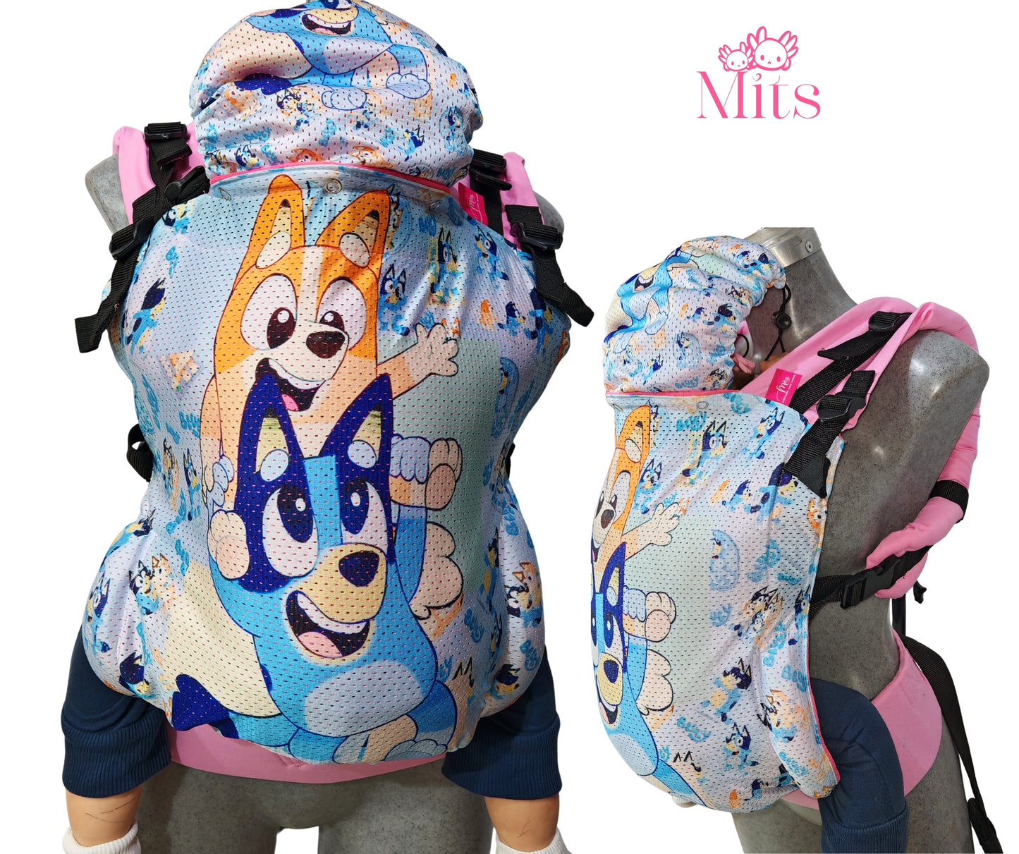 Mochila Ergonómica Talla  Baby Mod. Malla BlueyBingo