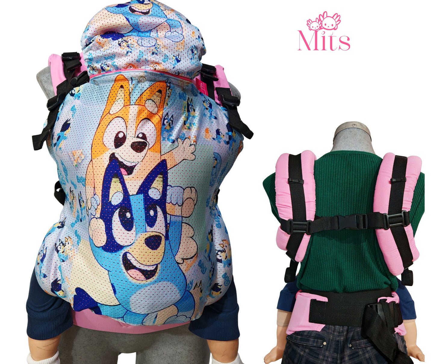 Mochila Ergonómica Talla  Baby Mod. Malla BlueyBingo