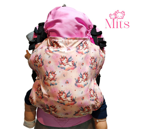 Mochila Ergonómica Talla PLUS  Baby Mod. Algodón UNICORNIOS