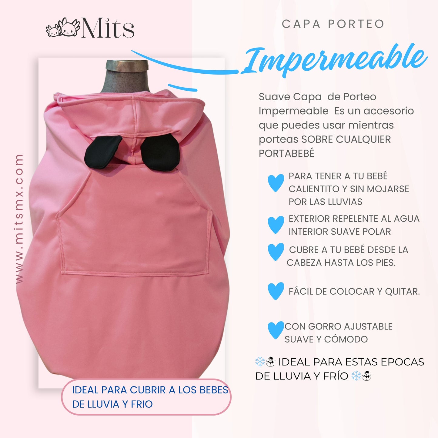 Capa   de Porteo Impermeable Rosa