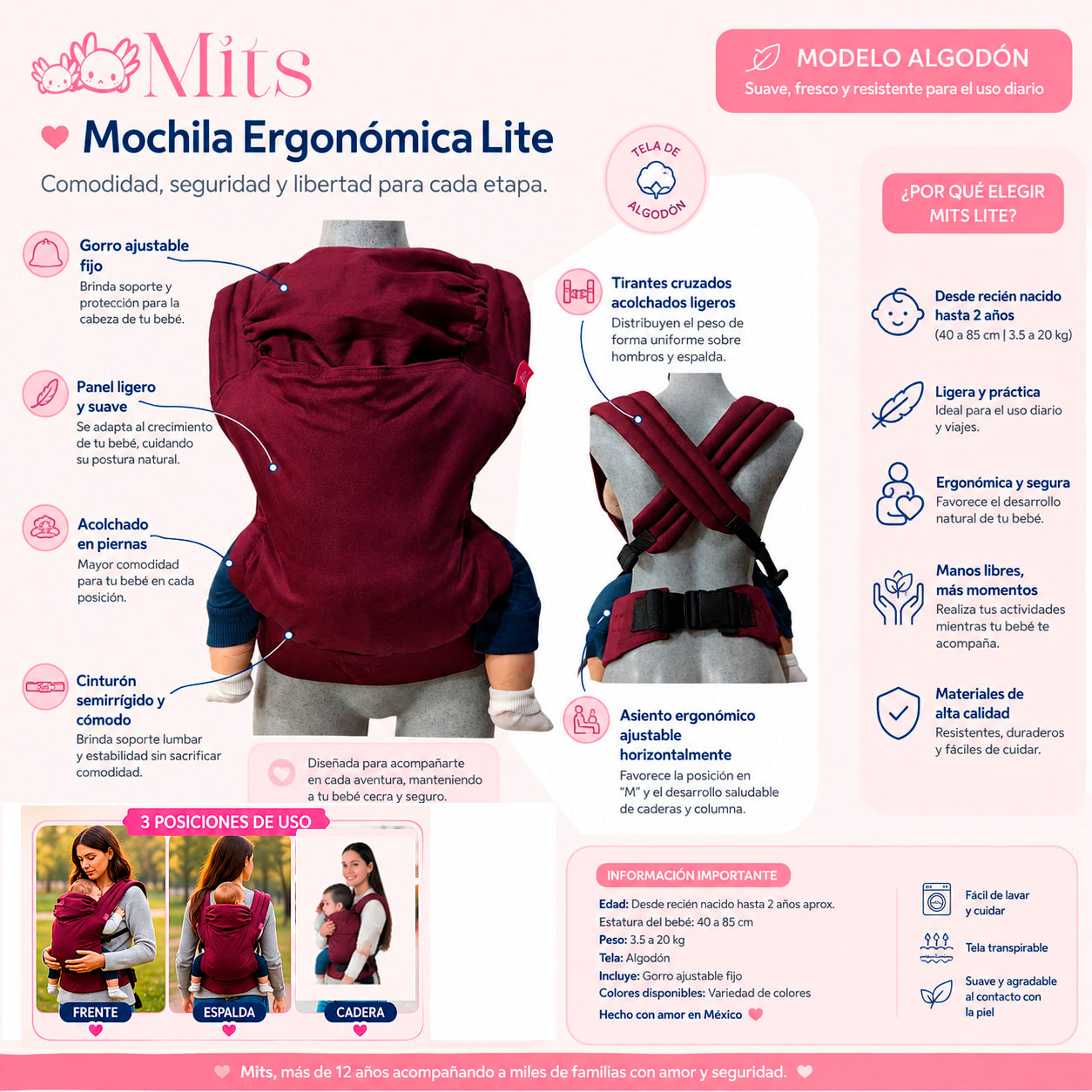 Mochila Ergonómica Lite Azul Rey