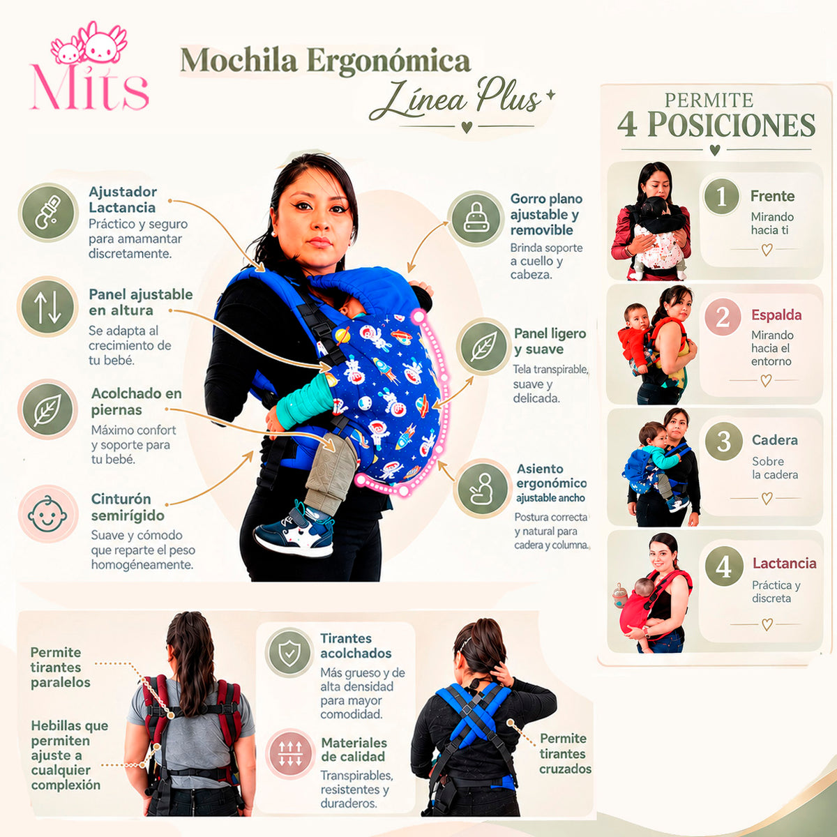 Mochila Ergonómica Talla Premium  Algodón ONEPIECE